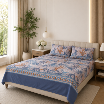 Coastal Coral Printed Bedsheet Set