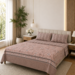 Dusty Blush Vine Printed Bedsheet Set