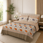 Tropical Leaf Stripe Printed Bedsheet Set